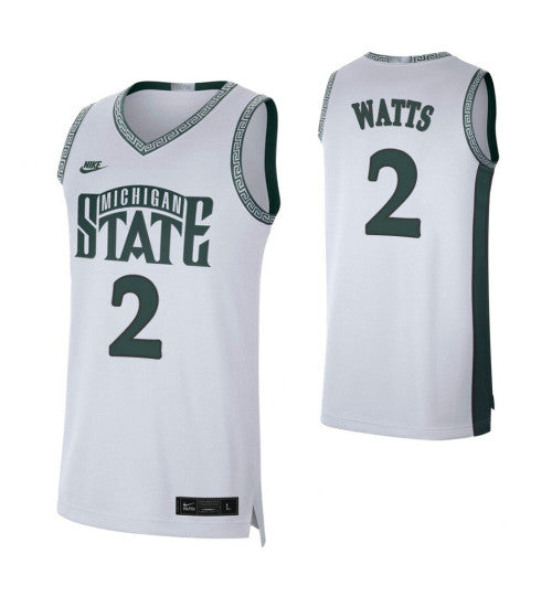 Michigan State Spartans 2 Rocket Watts White College Basketball Jersey retro stitched fan jersey RTJ9728 image 1