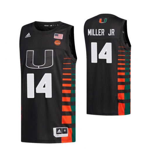 Miami Hurricanes 14 Rodney Miller Jr College Basketball Jersey Black 8654 retro stitched fan jersey RTJ3995 image 1