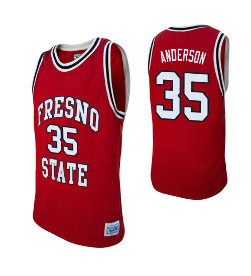 Fresno State Bulldogs 35 Ron Anderson Red College Basketball Jersey retro stitched fan jersey RTJ11244 image 1
