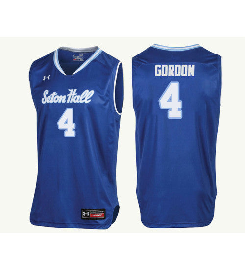 Seton Hall Pirates 4 Eron Gordon College Basketball Jersey Royal retro stitched fan jersey RTJ8139 image 1