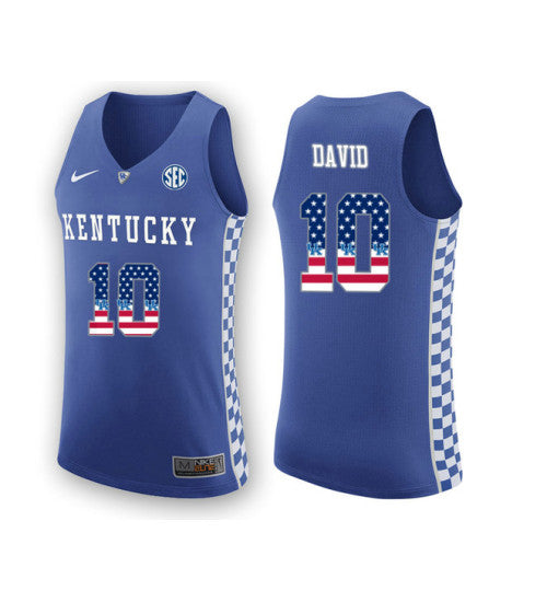 Kentucky Wildcats 10 Jonny David College Basketball Jersey Royal retro stitched fan jersey RTJ4560 image 1