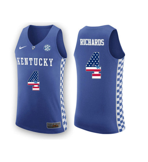 Kentucky Wildcats 4 Nick Richards College Basketball Jersey Royal retro stitched fan jersey RTJ4479 image 1