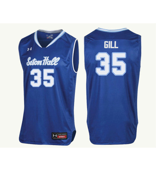 Seton Hall Pirates 35 Romaro Gill College Basketball Jersey Royal retro stitched fan jersey RTJ8141 image 1