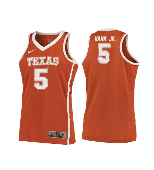 Texas Longhorns 5 Royce Hamm Jr College Basketball Jersey Orange 10686 retro stitched fan jersey RTJ1963 image 1