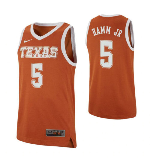 Texas Longhorns 5 Royce Hamm Jr Texas Orange College Basketball Jersey retro stitched fan jersey RTJ1961 image 1