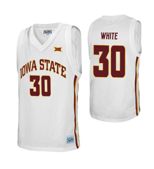 Iowa State Cyclones 30 Royce White Alumni College Basketball Jersey White retro stitched fan jersey RTJ4935 image 1