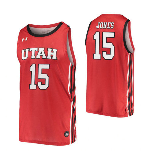 Utah Utes 15 Rylan Jones Red College Basketball Jersey retro stitched fan jersey RTJ7352 image 1