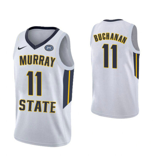 Murray State Racers 11 Shaq Buchanan College Basketball Jersey White retro stitched fan jersey RTJ3404 image 1