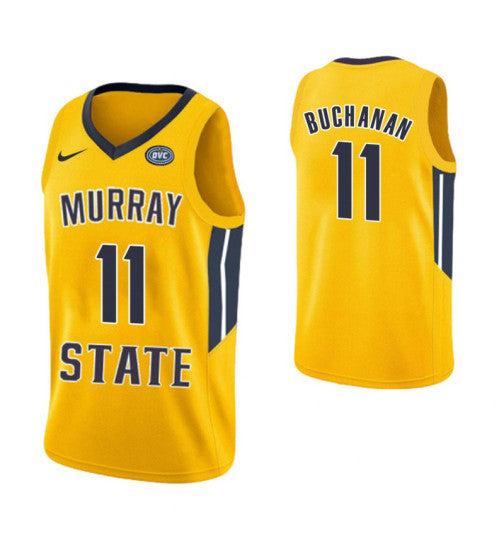 Murray State Racers 11 Shaq Buchanan College Basketball Jersey Yellow retro stitched fan jersey RTJ3403 image 1
