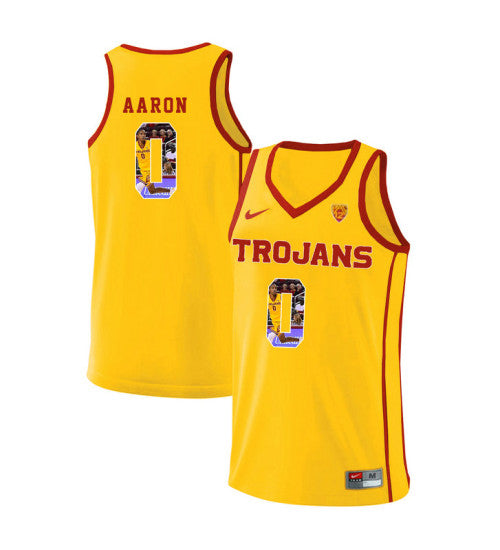 USC Trojans 0 Shaqquan Aaron College Basketball Jersey Yellow retro stitched fan jersey RTJ1728 image 1