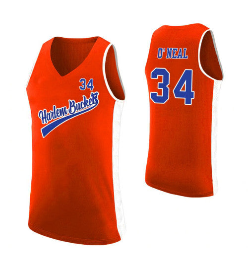 Harlem Buckets Shaquille Oneal Uncle Drew College Basketball Jersey Orange retro stitched fan jersey RTJ5194 image 1