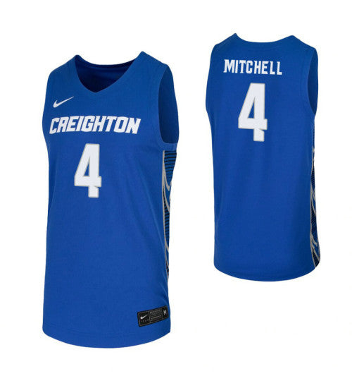 Creighton Bluejays 4 Shereef Mitchell Royal College Basketball Jersey retro stitched fan jersey RTJ11782 image 1