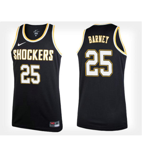 Wichita State Shockers 25 Brett Barney Black Alternate College Basketball Jersey retro stitched fan jersey RTJ6842