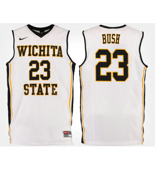Wichita State Shockers 23 Brycen Bush White Road College Basketball Jersey retro stitched fan jersey RTJ6848 image 1