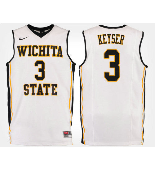Wichita State Shockers 3 Cj Keyser White Road College Basketball Jersey retro stitched fan jersey RTJ6839 image 1