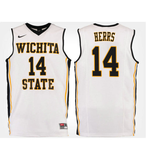 Wichita State Shockers 14 Jacob Herrs White Road College Basketball Jersey retro stitched fan jersey RTJ6855 image 1