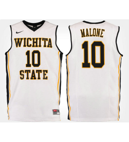 Wichita State Shockers 10 Kaelen Malone White Road College Basketball Jersey retro stitched fan jersey RTJ6858 image 1