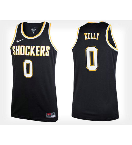 Wichita State Shockers 0 Rashard Kelly Black Alternate College Basketball Jersey retro stitched fan jersey RTJ6865