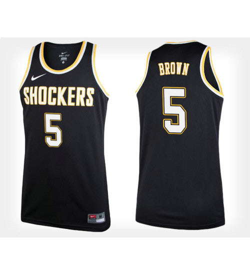 Wichita State Shockers 5 Rod Brown Black Alternate College Basketball Jersey retro stitched fan jersey RTJ1080 image 1