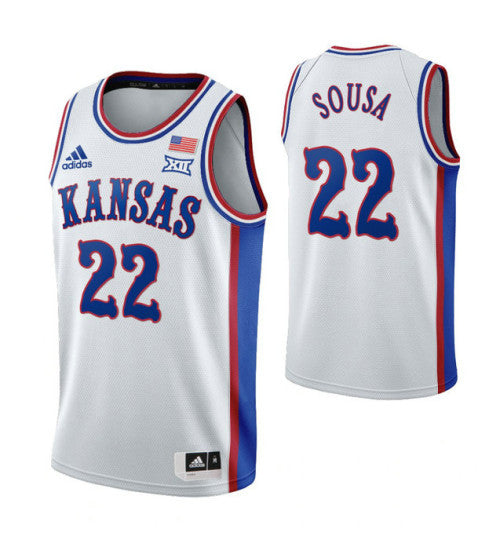 Kansas Jayhawks 22 Silvio De Sousa White College Basketball Jersey 7909 retro stitched fan jersey RTJ4740 image 1