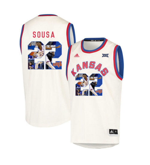 Kansas Jayhawks 22 Silvio De Sousa College Basketball Jersey Cream 7901 retro stitched fan jersey RTJ4748 image 1