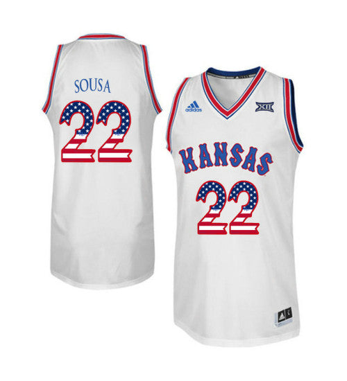 Kansas Jayhawks 22 Silvio De Sousa College Basketball Jersey White 7907 retro stitched fan jersey RTJ4742 image 1