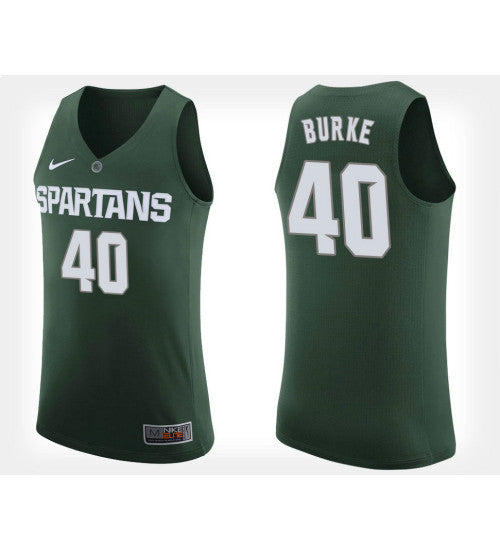 Michigan State Spartans 40 Braden Burke Green Home College Basketball Jersey retro stitched fan jersey RTJ9659 image 1