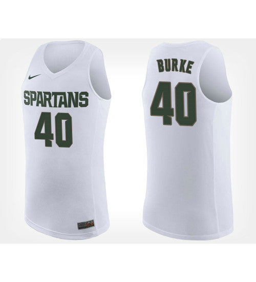 Michigan State Spartans 40 Braden Burke White Road College Basketball Jersey retro stitched fan jersey RTJ9655 image 1