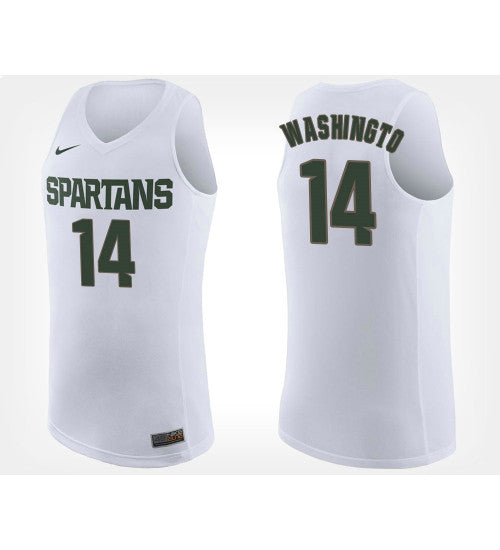Michigan State Spartans 14 Brock Washington White Road College Basketball Jersey retro stitched fan jersey RTJ3920