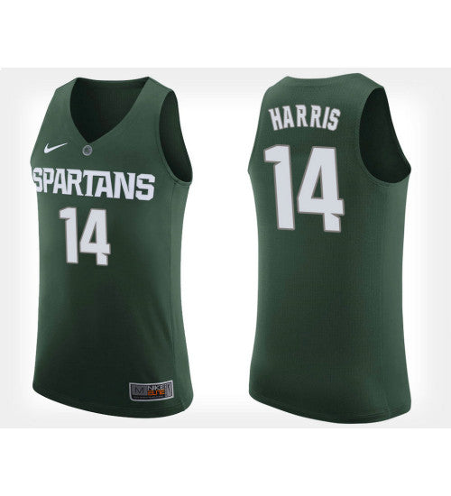 Michigan State Spartans 14 Gary Harris Green Home College Basketball Jersey retro stitched fan jersey RTJ9739 image 1