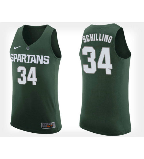 Michigan State Spartans 34 Gavin Schilling Green Home College Basketball Jersey retro stitched fan jersey RTJ3850