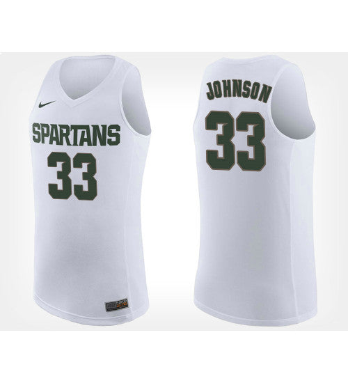 Michigan State Spartans 33 Magic Johnson White Road College Basketball Jersey retro stitched fan jersey RTJ9672 image 1