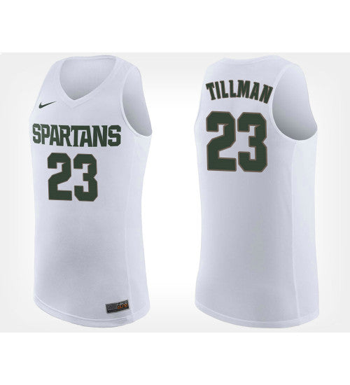 Michigan State Spartans 23 Xavier Tillman White Road College Basketball Jersey retro stitched fan jersey RTJ3887 image