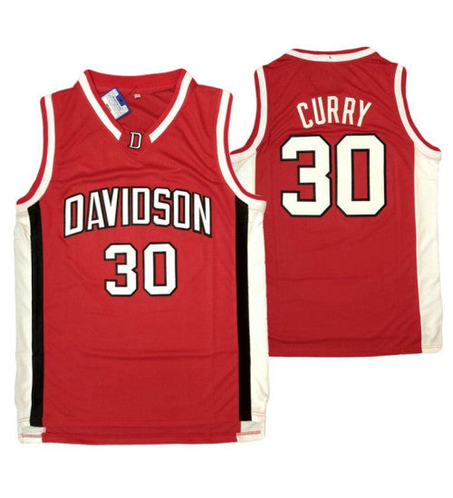 Davidson Wildcats 30 Stephen Curry College Basketball Jersey Red retro stitched fan jersey RTJ11755 image 1