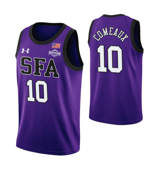Stephen F Austin Lumberjacks John Comeaux College Basketball Jersey Purple retro stitched fan jersey RTJ8044 image 1