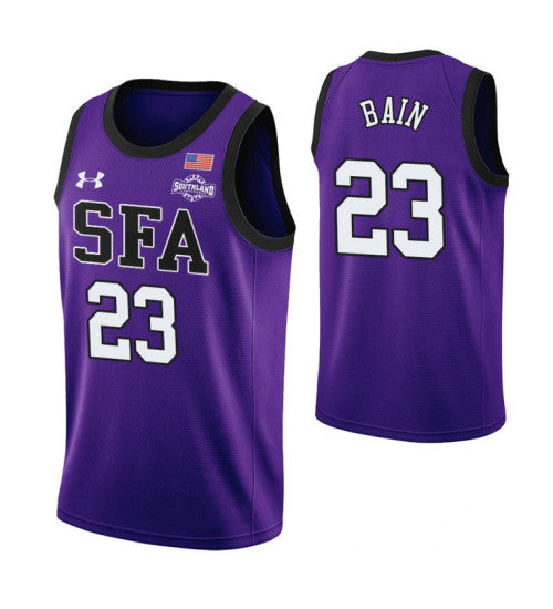 Stephen F Austin Lumberjacks Nathan Bain College Basketball Jersey Purple retro stitched fan jersey RTJ2270 image 1