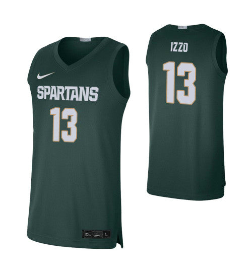 Michigan State Spartans 13 Steven Izzo Limited College Basketball Jersey Green retro stitched fan jersey RTJ3791 image