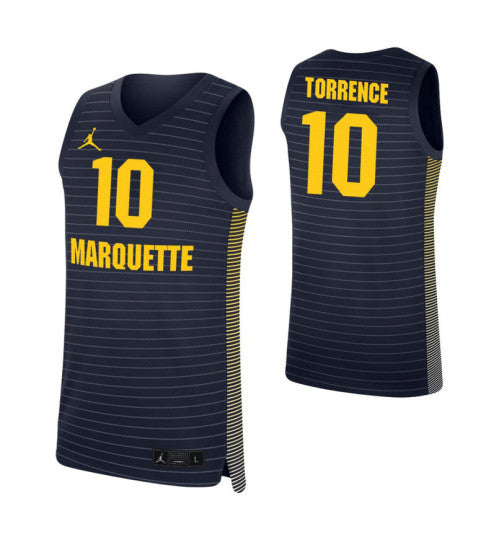 Marquette Golden Eagles 10 Symir Torrence Navy College Basketball Jersey retro stitched fan jersey RTJ4168 image 1