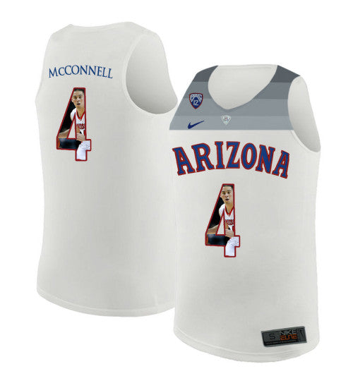 Arizona Wildcats 4 Tj Mcconnell College Basketball Jersey White 6205 retro stitched fan jersey RTJ6444 image 1