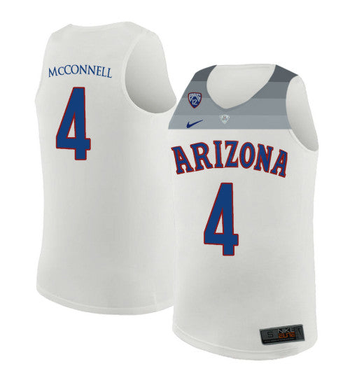 Arizona Wildcats 4 Tj Mcconnell College Basketball Jersey White 6206 retro stitched fan jersey RTJ6443 image 1