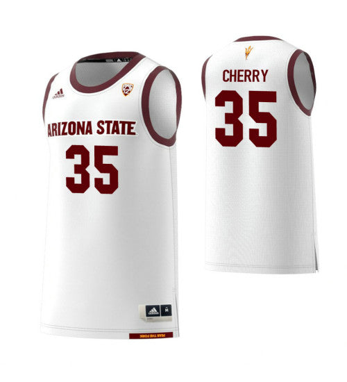 Arizona State Sun Devils 35 Taeshon Cherry White College Basketball Jersey retro stitched fan jersey RTJ12487 image 1