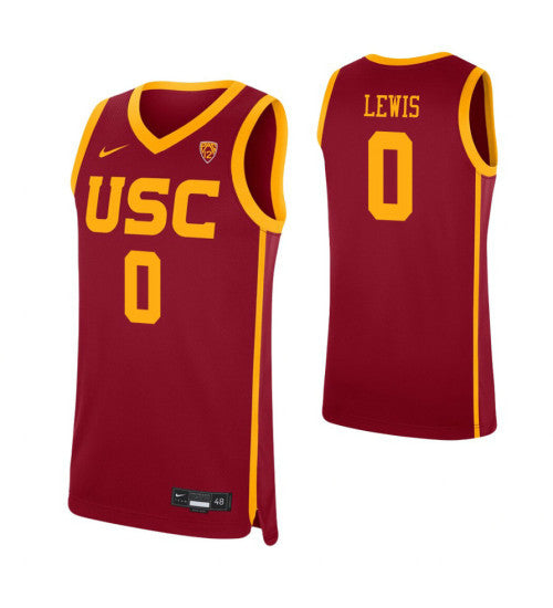 USC Trojans Talin Lewis College Basketball Jersey Cardinal retro stitched fan jersey RTJ1610 image 1