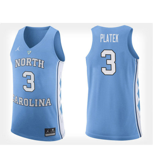 North Carolina Tar Heels 3 Andrew Platek Light Blue Home College Basketball Jersey retro stitched fan jersey RTJ3145