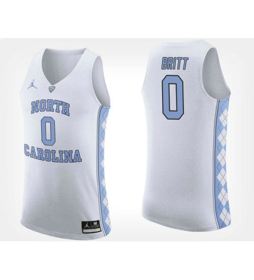North Carolina Tar Heels 0 Nate Britt White Road College Basketball Jersey retro stitched fan jersey RTJ3262 image 1