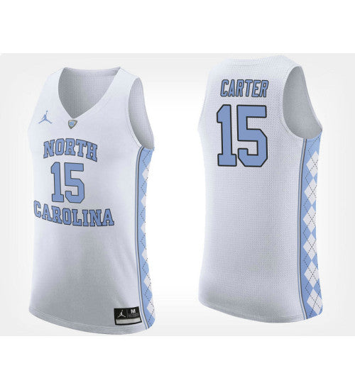 North Carolina Tar Heels 15 Vince Carter White Road College Basketball Jersey retro stitched fan jersey RTJ9004 image 1