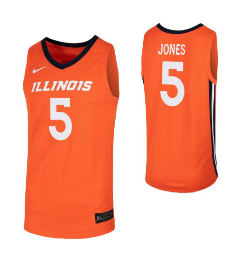 Tevian Jones College Basketball Jersey Orange Illinois Fighting Illini retro stitched fan jersey RTJ7831 image 1