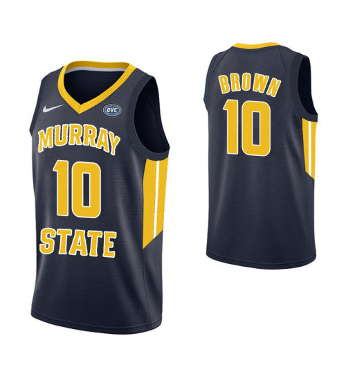 Murray State Racers 10 Tevin Brown College Basketball Jersey Navy retro stitched fan jersey RTJ9217 image 1