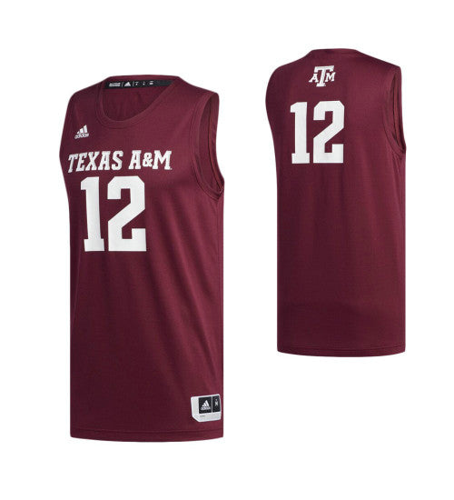 Texas Aampm Aggies 12 Basketball College Basketball Jersey Maroon retro stitched fan jersey RTJ7825 image 1