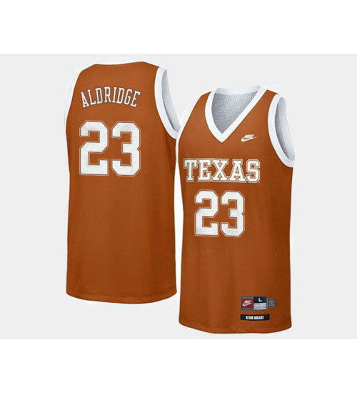 Texas Longhorns 23 Lamarcus Aldridge Orange Road College Basketball Jersey retro stitched fan jersey RTJ1996 image 1