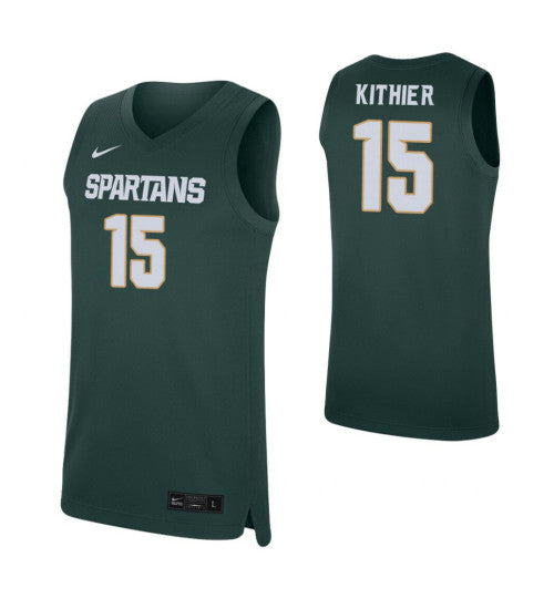 Michigan State Spartans 15 Thomas Kithier Green College Basketball Jersey retro stitched fan jersey RTJ9737 image 1